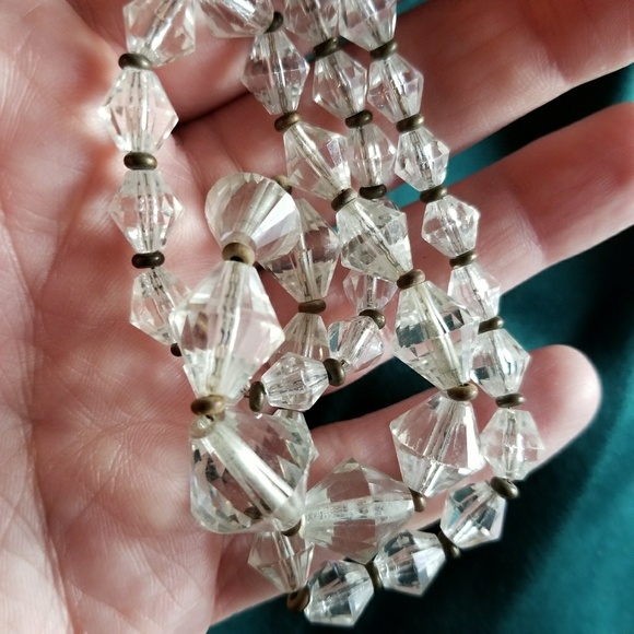 Relisted - vintage Art Deco cut crystal bead necklace clear - Picture 3 of 5